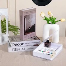 1 件奢华时尚开放式假书装饰磁性翻盖顶部 - 房间装饰圣诞装饰礼品客厅配件纸质储物盒，北欧咖啡桌书可存放控件、钥匙、杂物、珠宝和家庭办公室尺寸：26.7x17x4.2cm