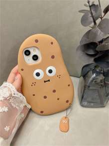 Funda de teléfono con forma de patata linda y estilo de dibujos animados, compatible con iPhone 11 12 13 14 15 16 Pro Max Pro, cubierta protectora suave y gráfica divertida con colgante con forma de patata