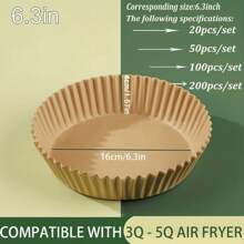 20/50/100/200pcs, Round Disposable Air Fryer Liners (6.3in/8in), Paper Air Fryer Liner Pots, Paper Basket Bowls, Baking Trays, Oven Accessories, Baking Tools, Kitchen Gadgets, Kitchen Accessories Air Fryer Kitchen Air Fryer Liners Air Fryer Paper Airfryer Air Frier