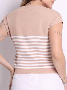 Women's Striped Blouse In Fresh Flash Modal With Elastane - 卡其色 - 查看 4