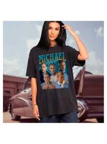 Michael Scofield Vintage Bootleg T-Shirt Unisex Men Women 100% Cotton Premium Top Streetwear New Release Fast Shipping Various Colors!! Plus Size - 黑色 - 查看 2