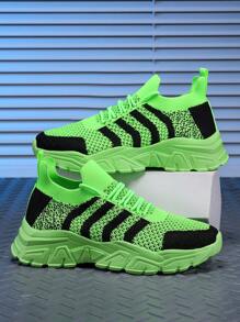 Women's Perforated Breathable Knit Sneakers, Casual Athletic Running Shoes For All Season