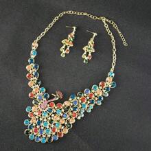 1 Bộ trang sức sang trọng hình con công thanh lịch dành cho nữ, thích hợp cho cô dâu, đám cưới, tiệc tùng, những dịp trang trọng - bộ trang sức - Xem 5