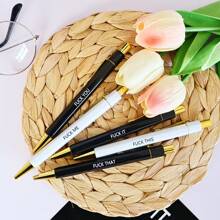5pcs Funny Ballpoint Pen Set - 1.0mm Tip, Black Ink, Vibrant Quotes, Profanity Design, Unique Office Gift For Colleagues, Personalized Daily Writing Ballpoint Pen Set With Humorous Quotes, Personalized Ballpoint Pen Set - Black and White Ballpoint Pen - View 4