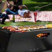 Portable Barbecue Grill, Foldable Charcoal Grill, Camping Garden, Outdoor Travel - Black - View 6
