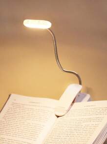 1 pieza Luz de libro portátil con batería, brazo de lámpara ajustable, adecuada para lectura nocturna, mini lámpara de escritorio flexible para iluminación de lectura y viajes al aire libre - Amarillo - Ver 3