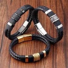 Brazalete tejido de moda para hombres, diseño clásico y versátil, regalo para padre/novio