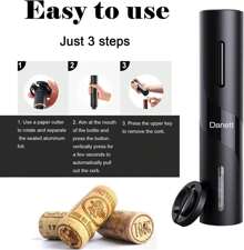 Abrebotellas de vino eléctrico utomatic con cortador de aluminio - Negro - Ver 2