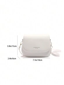 Túi vuông nắp gập thanh lịch bằng da PU màu trơn đơn giản, túi xách đeo vai nữ, túi xách đeo chéo, ví đựng điện thoại di động, quà tặng trang điểm ngày lễ cho nữ, túi đựng son môi, túi xách bền cho mùa thu và mùa đông, túi đi làm hàng ngày - trắng - Xem 4