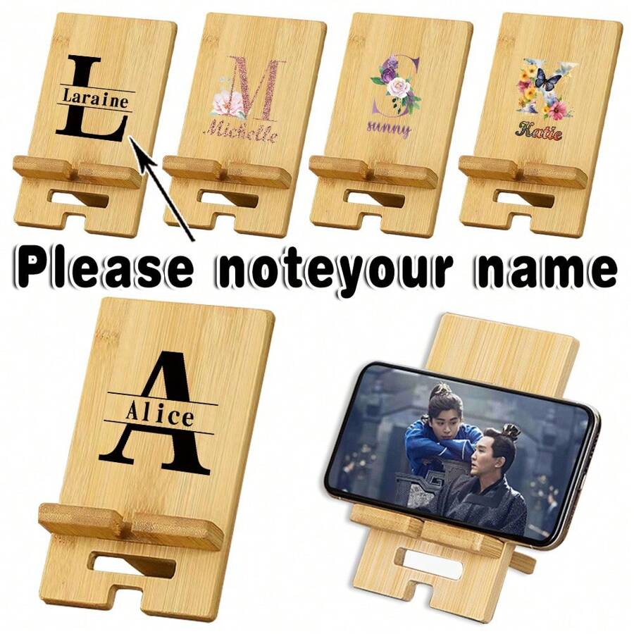 Supporto in legno naturale personalizzato con il nome, supporto smontabile per telefono, design perfetto per scrivanie da ufficio o decorazioni domestiche, facile da montare, organizzatore in legno massello, regalo ideale per amanti dello stile minimalista