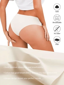 SHARICCA 20pcs Seamless Comfortable Simple Solid Panties, Breathable Stretchy Intimates Women's Underwear - 彩色 - 查看 2