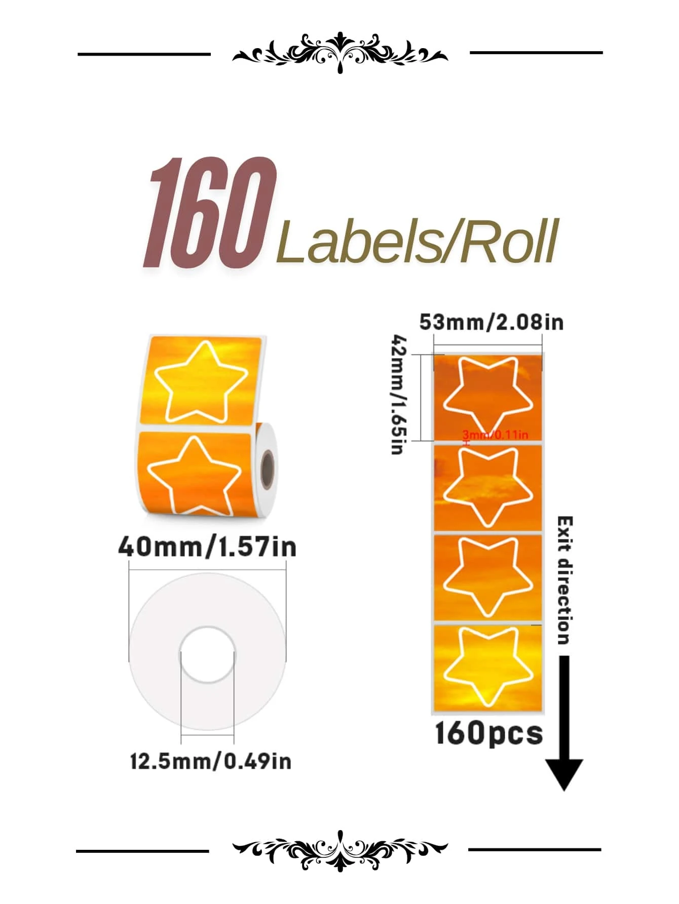Sinmark sinmark star thermal printing labels 50x40mm logo gift tags