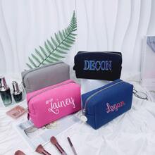 Customized Waffle Textured Toiletry Bag, Lightweight & Foldable Cosmetic Organizer Pouch, Multi-Functional Makeup & Bathroom Accessories Bag With Zipper, Perfect Gift For Women, Teacher And Friends