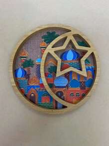 1月星盘，中东斋月节木盘，零食糖果巧克力圆形星盘月亮盘，创意灯光奢华水果盘，适用于家庭客厅，茶几，餐厅，餐桌家居装饰 - 彩色 - 查看 11