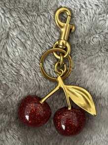 1pc Cherry Decor Fashion Keychain, With Shiny Resin Pendant And Alloy Lobster Clasp, Suitable For Women's Wallets And Bags, Christmas Gift, Thanksgiving Gift, Christmas Decoration, Winter Gift, Valentine's Day Gift - Red - View 7