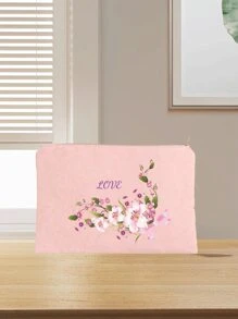 1pc Customizable Unique Fashion Minimalist Letter Lightweight Pouch Bag, Can Hold Phone, Cosmetics, Coins, Handy For Travelling, Cute Letter Design - Pink - View 4