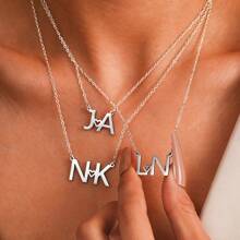 定制首字母不锈钢吊坠项链，个性化铭牌链