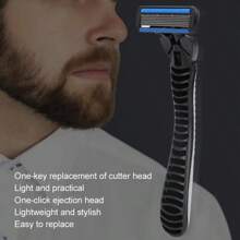 1 手柄 3 刀片/1 手柄 6 刀片/1 手柄 9 刀片剃须刀头手动剃须刀，不锈钢经典双刃刀片剃须刀安全剃须胡须手动剃须刀便携式旅行剃须刀，男士最佳情人节礼物 - 彩色 - 查看 4