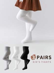 3 双儿童春秋季宝宝幼儿打底袜纯色条纹紧身裤适合女孩、户外/休闲/运动/舞蹈/派对穿着 - 彩色 - 查看 12