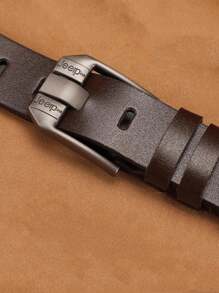 1pc Lnrueg Coffee Simple Pin Buckle Waist Band Faux Leather Belt Vintage  Jeans Belt Single Prong Buckle Belt for Men - Gun Black - View 2