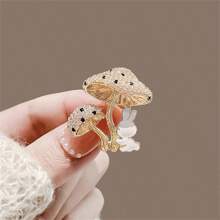 1pc Cute Rabbit & Mushroom Crystal Embellished Women Brooch, Luxury Unique Accessory, Daily/Festival Gift Dress Accessories Pin For Clothes Bag Charm Backpack For School
