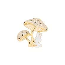 1pc Cute Rabbit & Mushroom Crystal Embellished Women Brooch, Luxury Unique Accessory, Daily/Festival Gift Dress Accessories Pin For Clothes Bag Charm Backpack For School