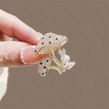 1pc Cute Rabbit & Mushroom Crystal Embellished Women Brooch, Luxury Unique Accessory, Daily/Festival Gift Dress Accessories Pin For Clothes Bag Charm Backpack For School