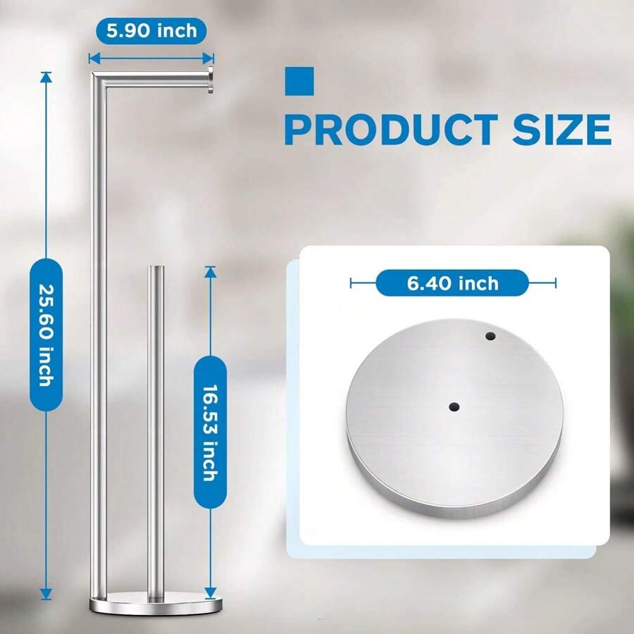 Brushed Nickel Toilet Paper Stand - Holds 4 Rolls, Free Standing & Space Saver