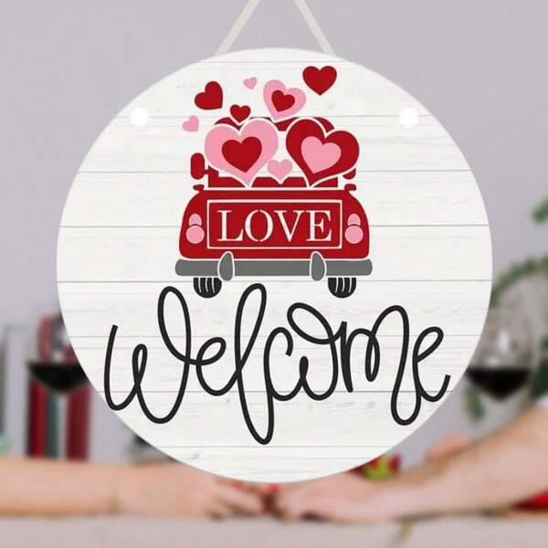 1 Peça Decoração de Dia dos Namorados Presente Coração de Madeira Padrão de Carro Pode Ser Usado para Decoração Doméstica Presentes para Amantes