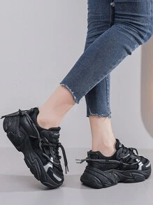 Giày thể thao chạy bộ thường ngày đế dày lưới thoáng khí thời trang chống trượt cho nữ, xuân thu - màu đen - Xem 3