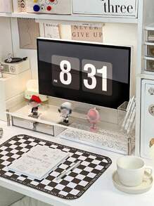 1pc Acrylic Laptop Riser Stand, Transparent Desktop Monitor Holder, Storage Rack For Home Office & Dorm - Multicolor - View 1