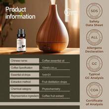 1 Stück 100% natürliches Kaffee Luftbefeuchter Aromatherapie Einzelnes ätherisches Öl, geeignet für Zuhause, Auto, Schlafzimmer, Badezimmer, Schönheitssalon, Hotelzimmer, um schlechte Gerüche zu beseitigen und den Duft von Frische und Entspannung zu verstärken, 10ml / 0,33 fl.oz