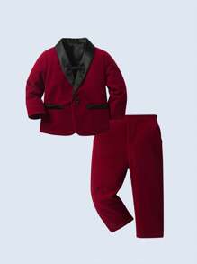 BOARNSEORL Baby Jungen Samt Anzug im Gentleman-Stil mit Sakko, Fliege und Hose, modisch geeignet für Partys, Geburtstage, Bankette und den täglichen Gebrauch im Herbst/Winter