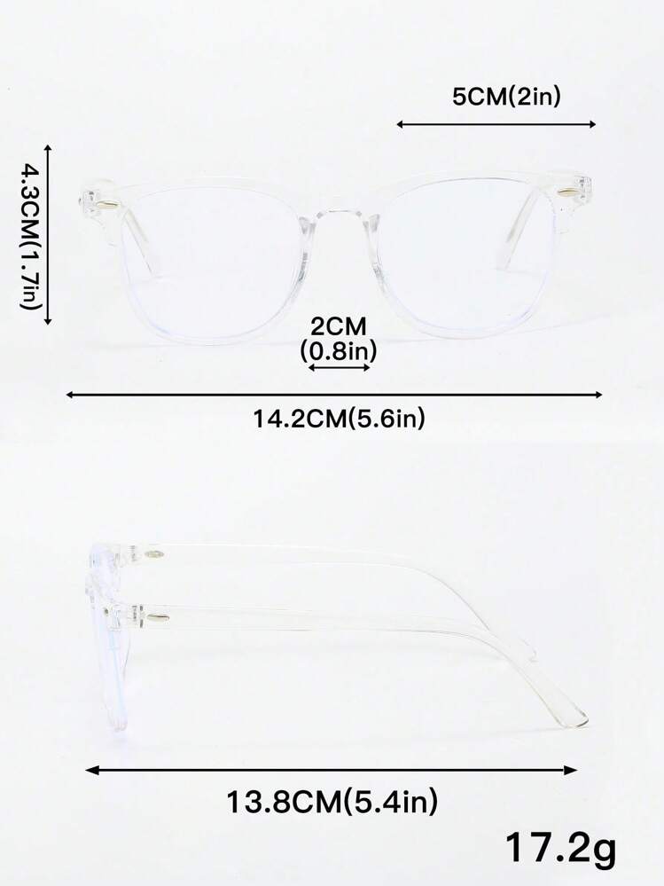 1/2 chiếc gọng kính vuông trong suốt bằng nhựa dành cho nữ, không cần độ, phù hợp sử dụng hàng ngày và là phụ kiện kính mắt kiểu dáng cổ điển. - Nhiều màu - Xem 5