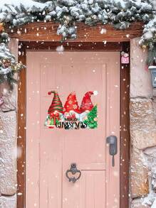 1 pieza Cartel de Feliz Navidad Bienvenido Adorno de madera, Santa con sombrero decoración colgante de madera, decoración navideña para puerta, granja, porche, pared, regalo navideño - Multicolor - Ver 8