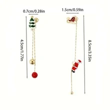 2 chiếc phong cách thanh lịch và đáng yêu, thiết kế ông già Noel leo núi Giáng sinh, hoa tai tua rua dài bất đối xứng độc đáo đầy màu sắc, thích hợp cho ngày lễ tình nhân, năm mới, tất cả các ngày lễ và tiệc tùng phụ kiện thời trang, quà tặng sáng tạo - Nhiều màu - Xem 3