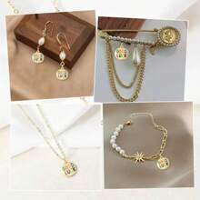 1 Pc Enamel Flat Round Word Good Luck Inspirational Charm Message Charms For DIY Necklace Bracelet Crafting Jewelry Making - Gold - View 5