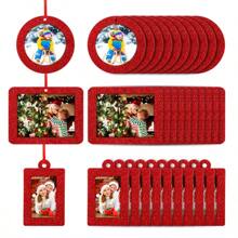 Christmas Photo Frame Ornaments Mini Felt Picture Frame Holiday Hanging Photo Frame Hanging Ornaments Picture Frame Insert For Christmas Tree Decor (Classic Style) ﻿ - Multicolor - View 4
