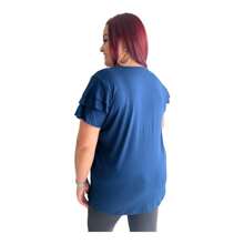 Blouse Plus Size Viscolycra 3 Sleeve Marias Ruffle Pleats Women's Ruffle - 玫瑰紅 - 查看 7