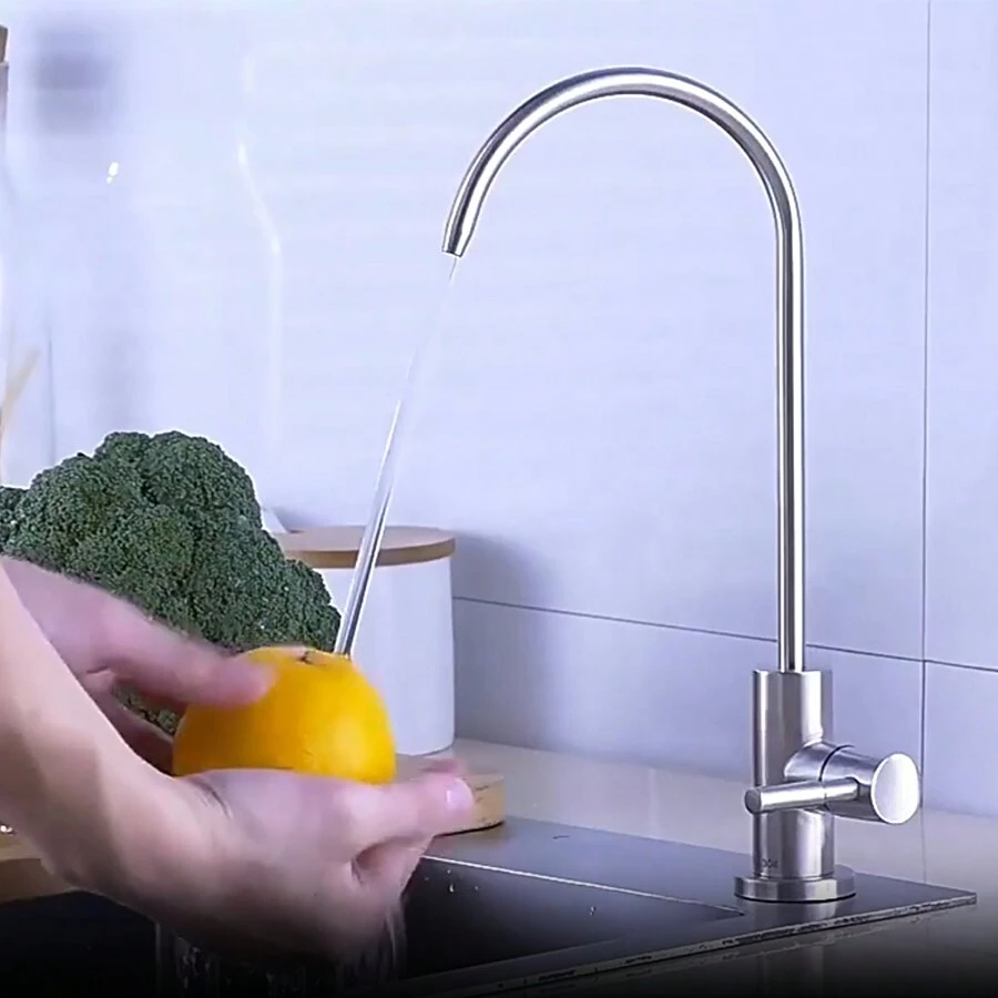 1pc Stainless Steel Water Purifier Faucet, Dedicated For Water Purifier, Suitable For 1/4" Interface, 2-Point PE Tube, Help You Drink Healthy Water