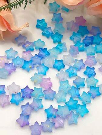 50pcs 10mm Matte Pentagram Sprinkling Gold Acrylic Beads, For DIY Jewelry Making - Crystal-Like Star Beads Assortment, Suitable For Bracelets, Necklaces, Phone Straps, Keychains