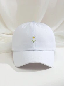 1 pieza Gorra de béisbol con bordado de margaritas, sombrero de sol ajustable y transpirable para golf para mujer, sombrero de sol de ala curva de moda para hombre, adecuado para todas las temporadas, uso en exteriores