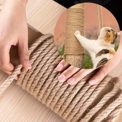 2m/10m/卷 10mm 天然黄麻绳带 手工 DIY 悬挂饰品、工艺品、阳台栏杆装饰、园艺栅栏装饰、猫抓柱、缝纫、编织用品