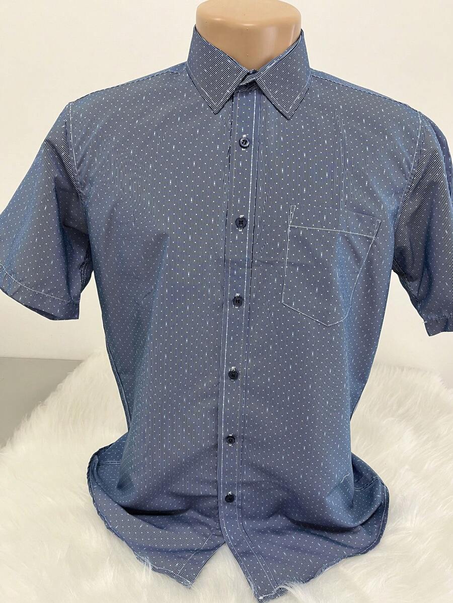The Men's Striped Short-Sleeved Shirt (With Pockets) Is Well-Made, The Fabric Is Not Easy To Wrinkle, The Collar Lining Is Not Easy To Deform, And The Cuffs Are Not Easy To Deform. Perfect For Restaurants, Offices And More. Other Leisure Areas.