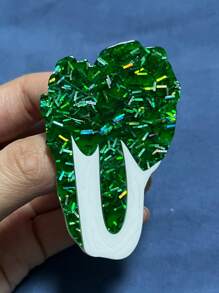 1 Chiếc Trâm Cài Hình Rau Củ Sáng Tạo Bằng Acrylic, Ghim Thiết Kế Hình Học Hoạt Hình Thủ Công Cho Bé Gái, Phụ Kiện Quần Áo, Quà Tặng Năm Mới - màu xanh lá - Xem 10