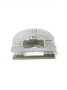 Hollow Basket Clutch, Shiny Rhinestone Decorated Silver Mini Acrylic Diamond-Studded Shoulder/Crossbody Bag For Women