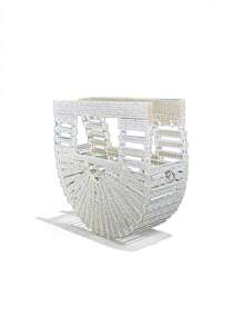 Hollow Basket Clutch, Shiny Rhinestone Decorated Silver Mini Acrylic Diamond-Studded Shoulder/Crossbody Bag For Women