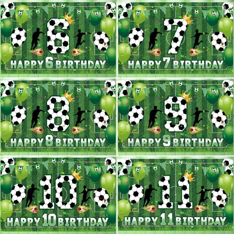 1pc Football Themed Birthday Party Backdrop Decorative Banner, Suitable For 6-11 Years Old Birthday Party, Photography Studio, Multipurpose Spring/Summer Banner Decor - No Electricity Needed, Home Decor, Party Decor, Birthday Cake Table, Poster Hanging Banner, Vinyl Decor, Photo Studio Props, 150cm/59in*100cm/39in - Multicolor - View 1