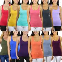 Women's Single & Multi-Item Pack Of Randomly Assorted Racerback Tank Tops - 4-pack slumpmässigt vald - Visa 5