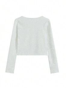 Sweet & Spicy Slim Fit Cropped Camisole Top For Women, U-Neck Long Sleeve, Spring & Autumn New Arrivals